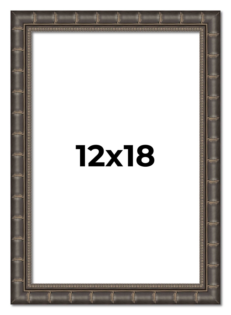 12x18 Modern Bamboo Picture Frame with UV-Resistant Acrylic & Acid Free Backing, Available in 5 Finishes - Gold, Silver, Brown, Black, and Natural